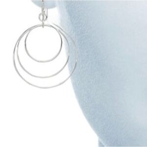 Elegant Triple Circle Silver Clip On Earrings